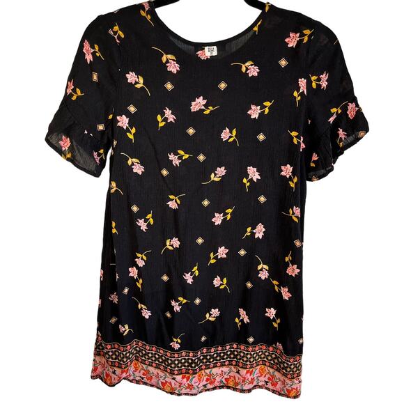 Billabong Girls Over Again Dress Black with Pink Floral size Large - Picture 1 of 10